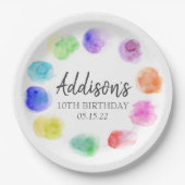 アート誕生日プレート、絵を描誕生日紙プレート ペーパープレート (正面)