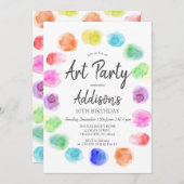 アート誕生日招待状絵を描、誕生日招待状、 招待状 (正面/裏面)