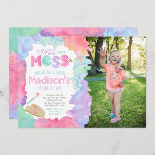 アート誕生日招待状 招待状 (正面/裏面)