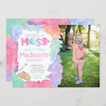 アート誕生日招待状