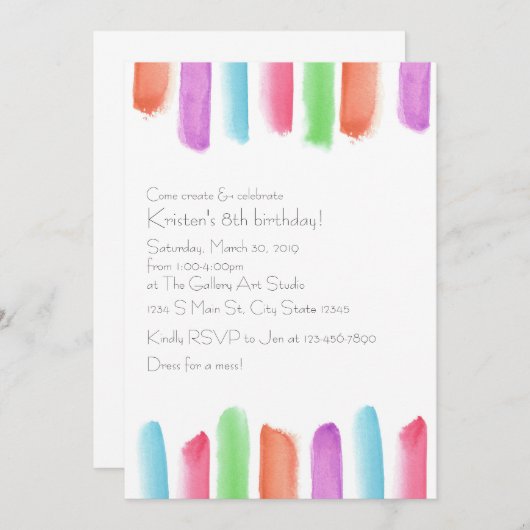 アート誕生日 招待状 (正面/裏面)