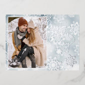 アート霜の降りた氷銀 箔シーズンポストカード (正面)