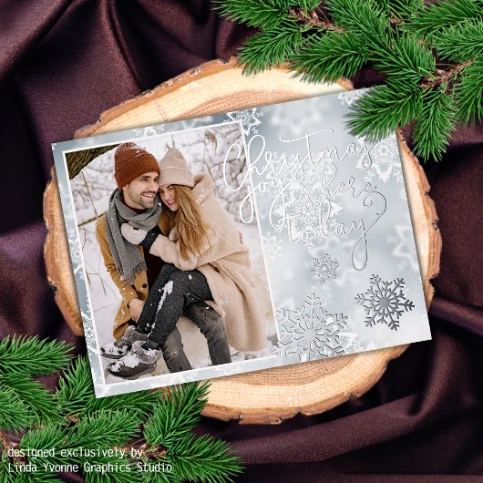 アート霜の降りた氷銀 箔シーズンポストカード