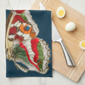 アート鮮やかル – 水彩蝶 キッチンタオル (四つ折り)