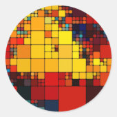 アート鮮やか抽象芸術虹の幾何学模様 ラウンドシール (正面)