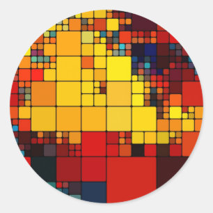 アート鮮やか抽象芸術虹の幾何学模様 ラウンドシール