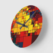 アート鮮やか抽象芸術虹の幾何学模様 ラウンド壁時計 (傾斜)