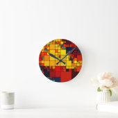 アート鮮やか抽象芸術虹の幾何学模様 ラウンド壁時計 (ホーム)