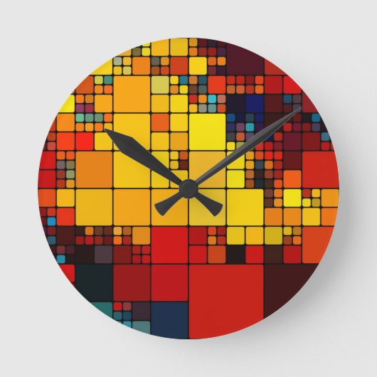 アート鮮やか抽象芸術虹の幾何学模様 ラウンド壁時計 (正面)