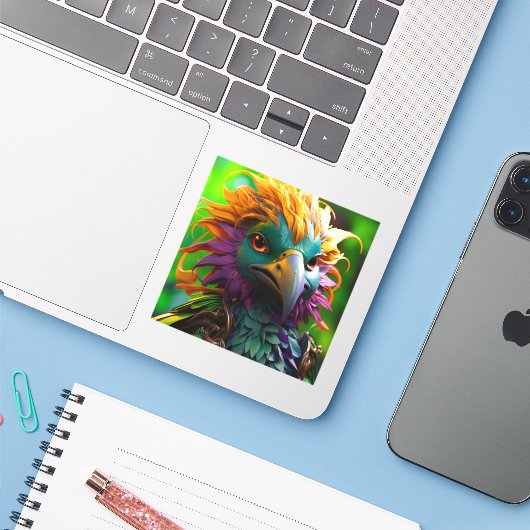 アート鳥 シール (ノートパソコンとiPhone)