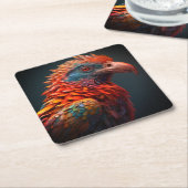 アート鳥 スクエアペーパーコースター (アングル)