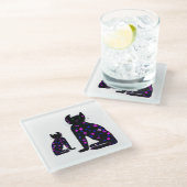 アート、かわいい猫クリップアート ガラスコースター (アングル)