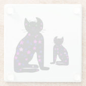 アート、かわいい猫クリップアート ガラスコースター (裏面)