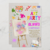アート・イン・パーティー誕生日 招待状 (正面/裏面)