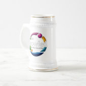 「アート・イン・モーション:円形の芝生のボウルのボーリング・ロゴ、 ビールジョッキ (正面左)