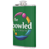 「アート・イン・モーション：円形の芝生のボウルのボーリング・ロゴ、 フラスク (左)