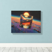アート・オブ・ウィスキー:宇宙にて (絵画 No. 3) キャンバスプリント (インサイチュ (ウッドフロア))