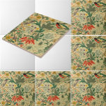アート&クラフツ鳥花パターンby Voysey タイル<br><div class="desc">これは、アンティークcのデジタル的に強化されたプリントである。1925年の鳥と花のパターン芸術と工芸家のチャールズ・フランシス・アネズリー・ボイシー。背景のカスタマイズ色を指定できる。</div>