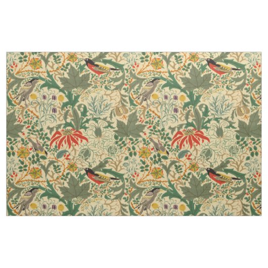 アート&クラフツ鳥花パターンby Voysey ファブリック (ファットクウォーター)