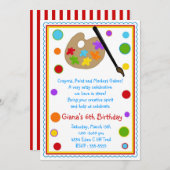 アート·ク絵を描ラフト·バースデーパーティ招待状 招待状 (正面/裏面)