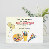 アート・サプライ誕生日パーティーへの招待 招待状 (スタンド正面)