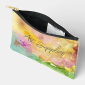「アート・サプライ」と抽象芸術水彩背景 アクセサリーポーチ (見開き)