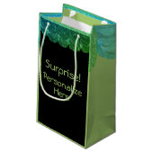 アート・デコ・ソイアンは女性のヴィンテージ・グリーン・ブラックを慎重に扱う スモールペーパーバッグ (裏面アングル)