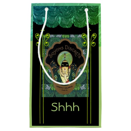 アート・デコ・ソイアンは女性のヴィンテージ・グリーン・ブラックを慎重に扱う スモールペーパーバッグ (正面)