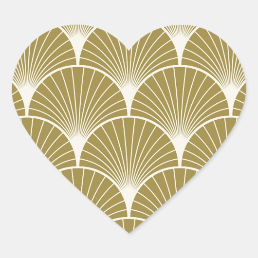 アート・デコ，ホタテ，柄，金ゴールド，白，銀，シック， ハートシール (正面)