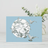 アート・ヌーボー調の古風な鳥の群れと満月のイラスト (スタンド正面)