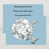 アート・ヌーボー調の古風な鳥の群れと満月のイラスト (正面/裏面)