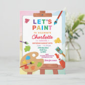 アート バースデー ペイント パーティー ペイント クラフト 女の子 招待状 (スタンド正面)