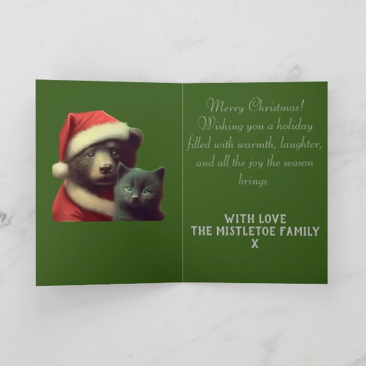 アート&ピップ | クマお洒落と子猫のクリスマス シーズンカード (内部)