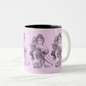 アート&ファッション愛好家ヴィンテージ女性 ツートーンマグカップ (正面右)