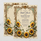 アート ブライダル シャワーの黄色のひまわり 招待状 (正面/裏面)