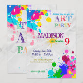 アート/ペイントパーティー誕生日招待状 招待状 (正面/裏面)