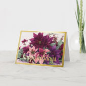 アート ポインセチア アレンジメント ワインレッド パープル ピンク シーズンカード (正面)