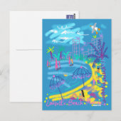 アート ポストカード: ラルヴォット ビーチ モナコ サマー ドローイング ポストカード (正面/裏面)