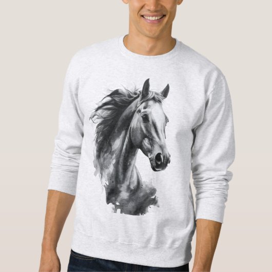 アート メンズTシャツ 大胆 黒と白の動物 グラフィック スウェットシャツ (正面)
