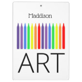 アート、レインボーワックスのクレヨン、そしてあなたの名前 クリップボード (裏面)