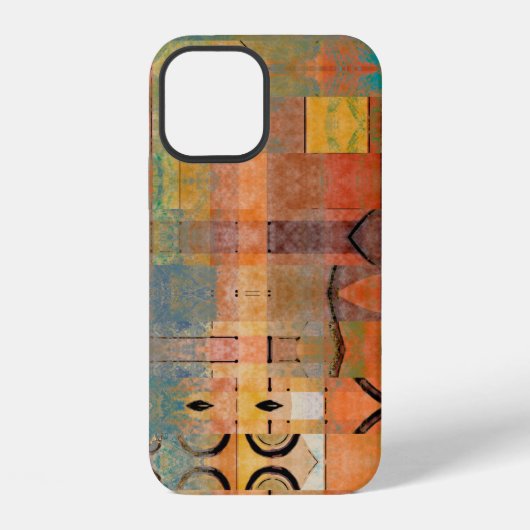 アート 抽象的 幾何学 水平 ストライプ 模様 iPhoneケース (裏面)