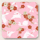 アート:日本のピンク・サクラ&ラビット コースター (正面)