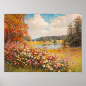 アート 秋の野の花の風景画 ビンテージ ポスター (正面)