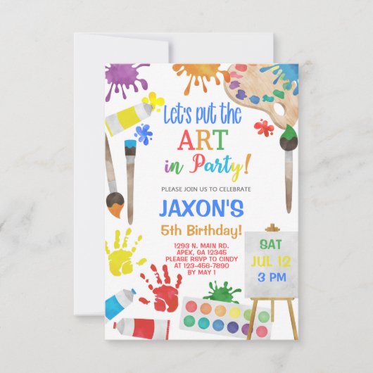 アート 絵画 少年 誕生日 招待状 (正面)