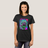 アート 青 ピンク 紫 緑 パグ 犬 Tシャツ (正面フル)