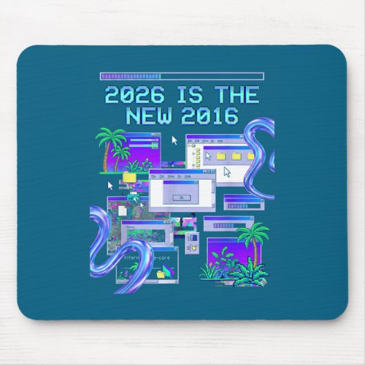 アート 2016 蒸気波 ピクセル コンピューター美学 マウスパッド (正面)