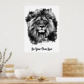 *~* アート AP23芸術的の絵画銀ライオン ポスター (キッチン)