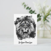 *~* アート AP23芸術的の絵画銀ライオン ポストカード (スタンド正面)