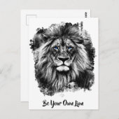 *~* アート AP23芸術的の絵画銀ライオン ポストカード (正面/裏面)