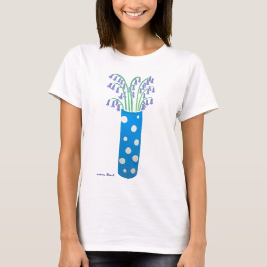 アートTシャツ:まだら付き花瓶とブルーベル Tシャツ (正面)